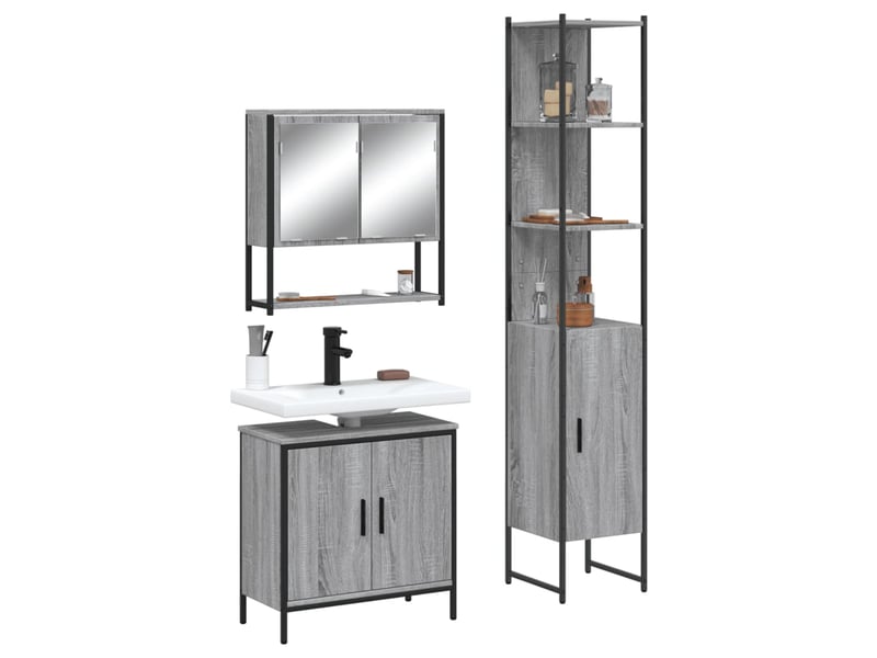  Ensemble de meubles de salle de bain 3 pcs sonoma gris cf63820  - Conforama B