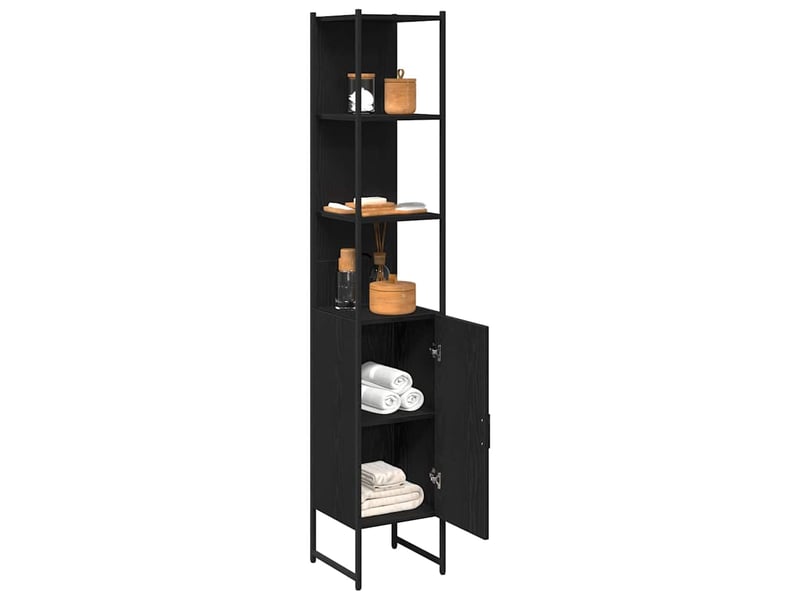 Armoire de salle de bain, cabinet de salle de bain chêne noir 33 x 33 x 185,5 cm cf65071 - Conforama C