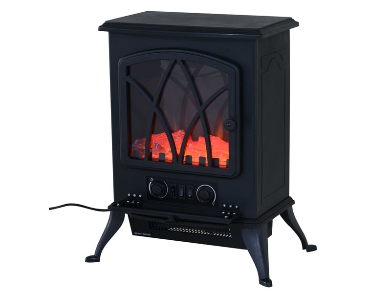 Cheminée électrique avec chauffage, effet flammes led, 10002000 w, poêle noir autonome - Conforama A