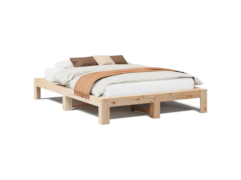  Lit double- lit adulte -  cadre de lit sans matelas 150x200 cm bois de pin massif  - Conforama A