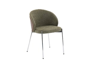 Lot de 2 chaises bois de peuplier teinté noyer. Acier chromé et tissu texturé kaki - paul