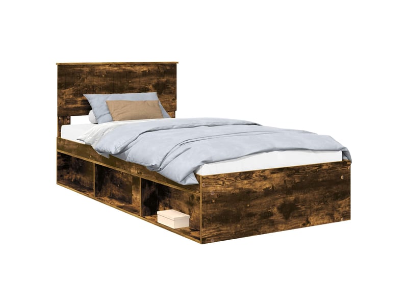 Lit simple- lit adulte - cadre de lit chêne fumé 100 x 200 cm pin massif - Conforama A