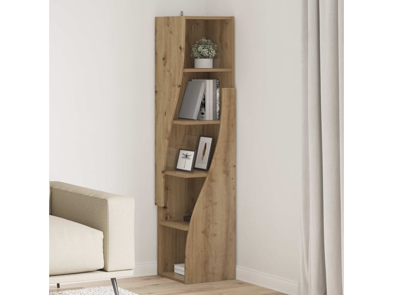  Meuble d'angle, meuble de rangement salon 32x32x140cm bois d'ingénierie chêne artisanal  - Conforama B