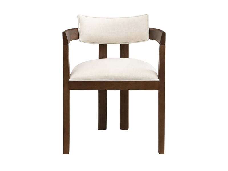 Ensemble table à manger rectangulaire extensible 120–160 cm, pieds en v + 6 chaises en bois massif, revêtues de tissu lin respirant  - Conforama E