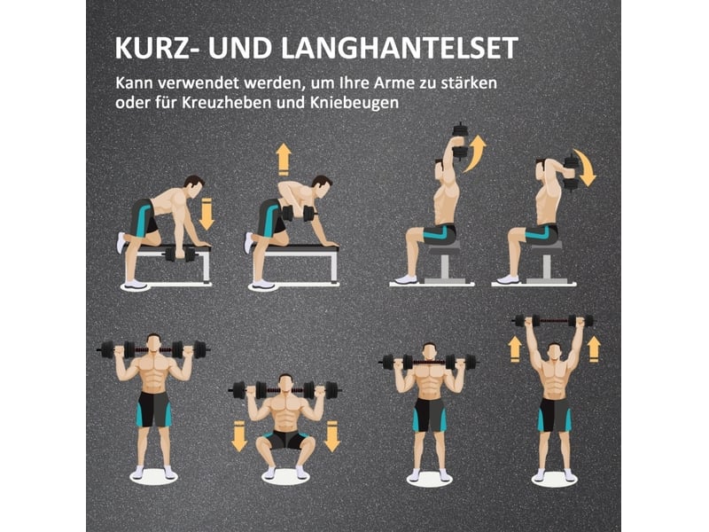  Set d'haltères réglables 2 en 1 20 kg – noir – barre de connexion pour entraînement musculaire à domicile  - Conforama E