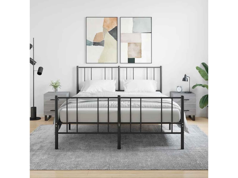  Vidaxl tables de chevet sonoma gris fer meuble rangement 40x35x47cm chambre  - Conforama B