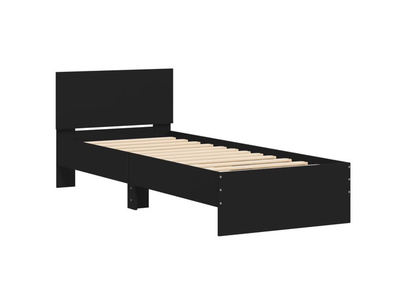  Lit simple- lit adulte -  cadre de lit sans matelas avec tête de lit noir 90x200 cm  - Conforama B