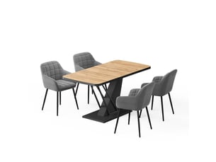 Vicco ensemble de table à manger, chêne de force dorénoir, 120x80cm avec 4 chaises de salle à manger