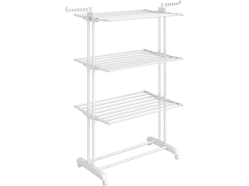  Séchoir à linge mobile pliable 63,5 x 128 x 173 cm grande capacité avec roulettes intérieur extérieur en acier blanc 12_0010770  - Conforama A