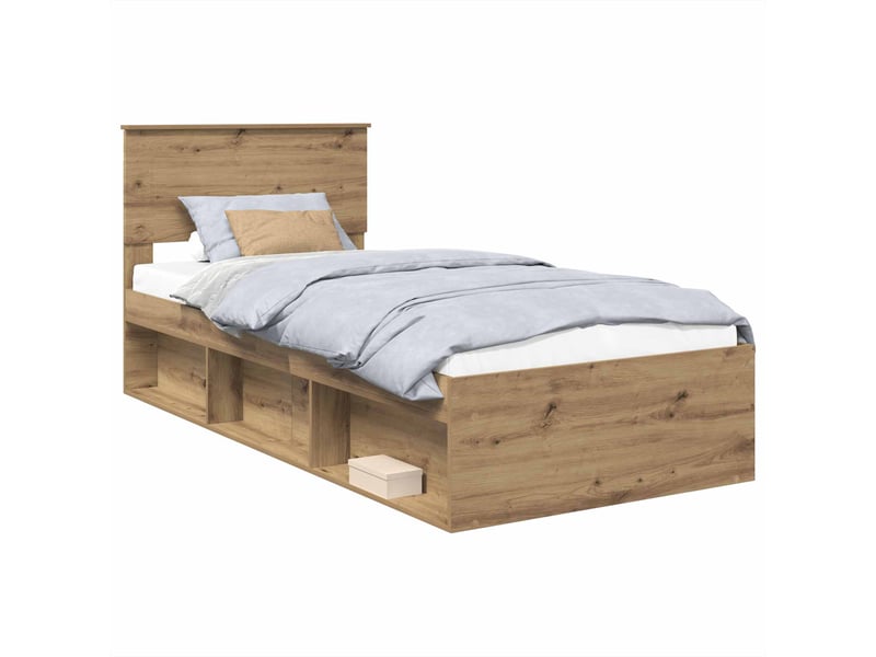  Lit simple- lit adulte -  cadre de lit chêne artisan 90 x 190 cm bois d'ingénierie  - Conforama A