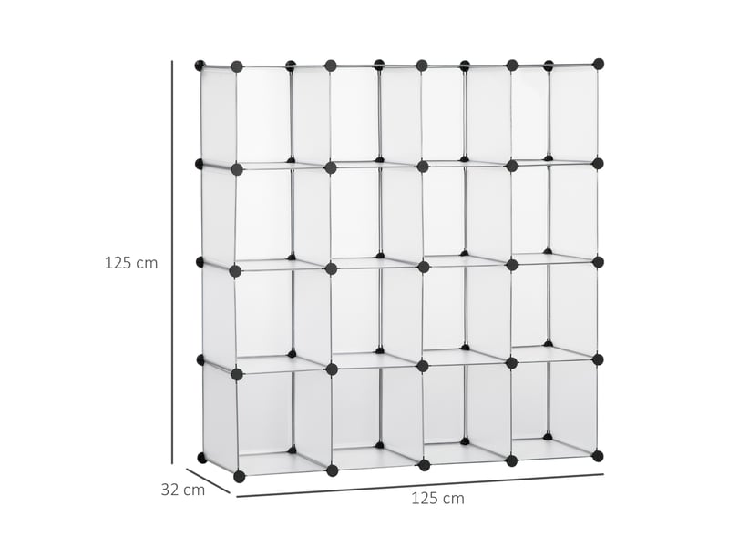  Système de rangement modulable 125x32x125 cm 16 cubes métal blanc  - Conforama C
