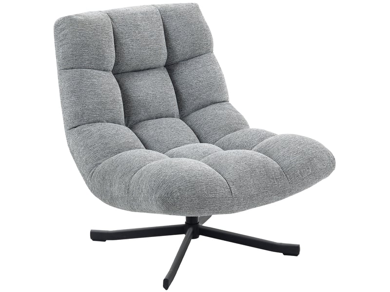 Fauteuil pivotant à 360° en tissu aspect chenille et pieds en acier gris 75 x 95 x 90 cm  - Conforama B