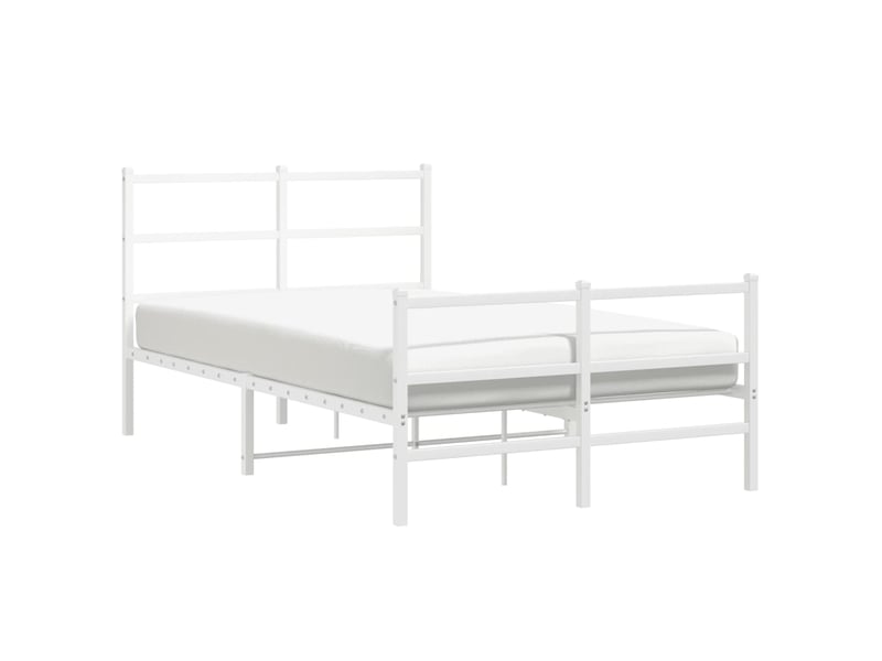 Lit double- lit adulte - cadre de lit métal sans matelas et pied de lit blanc 120x190 cm - Conforama C