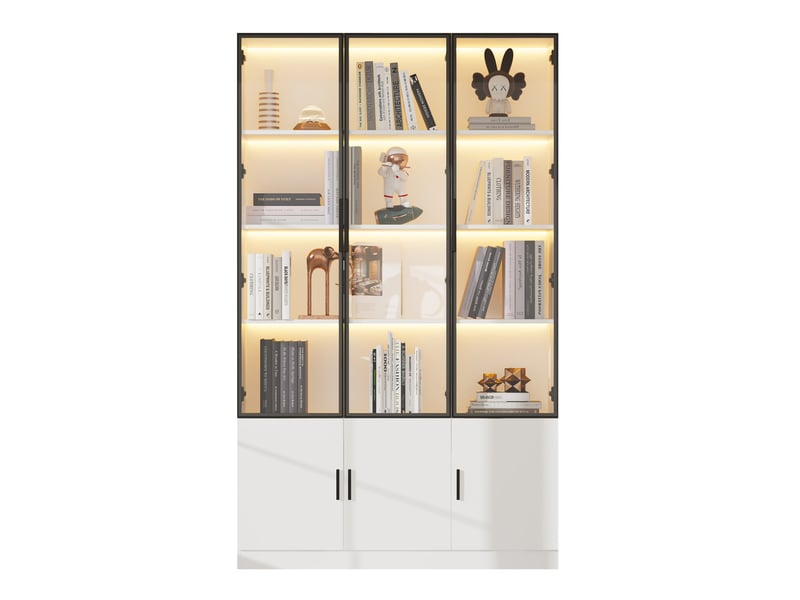  Vitrine 120x32x200 cm 6 portes led mdf blanc  - Conforama A