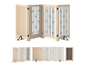 Barrière pliable autoportante 114x59,5x13 cm avec porte mdf chêne