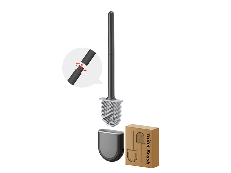  Brosse de toilette, brosse de toilette en maille de silicone, brosse de toilette et support en silicone, noir  - Conforama A