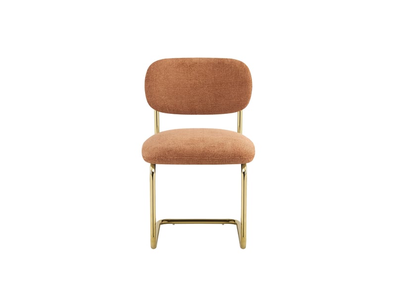  Lot de 4 chaises salle à manger tissu terracotta, pied doré - arc  - Conforama A