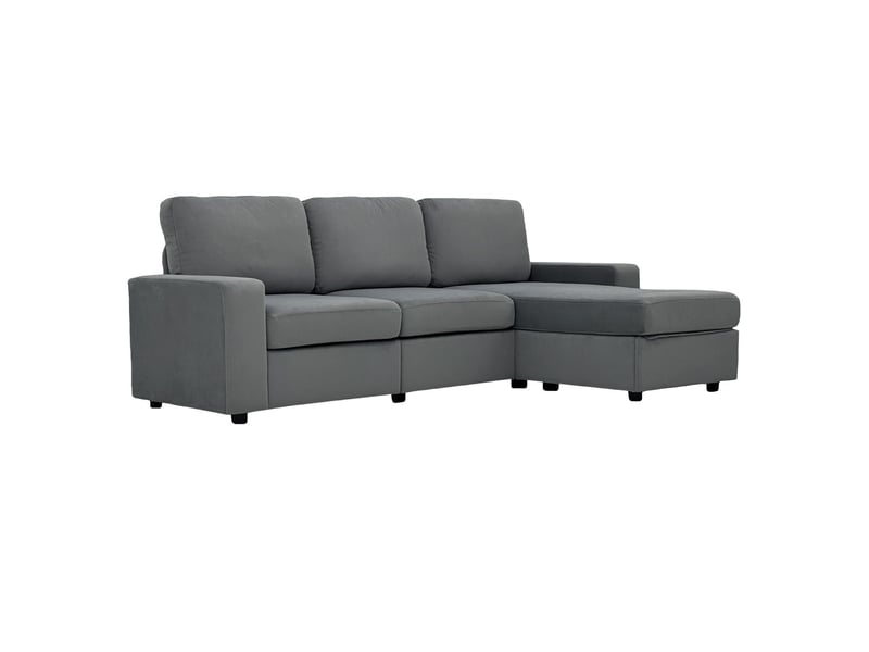 Canapé d'angle rangement intégré 4 compartiments de rangement ottomane confortable design moderne format familial - Conforama D