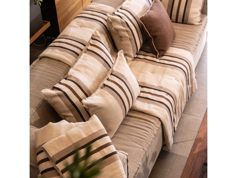  Coussin rayé en lin et coton 50x80 cm  - Conforama B