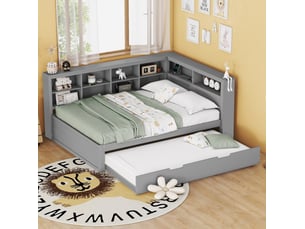 Lit simple 140x200 cm <strong>FLORAGRACE</strong> <strong></strong> coloris gris