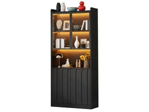 Vitrine coloris noir 5 étagère(s) <strong>MEULVA</strong> <strong></strong> - 80 cmx200 cm