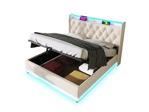 Lit coffre 140x190/200cm <strong></strong> <strong></strong> coloris blanc
