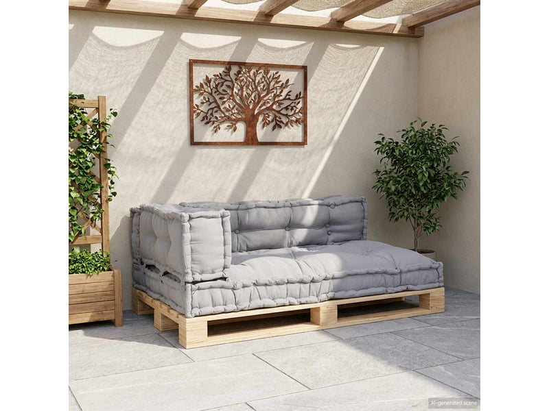  Coussin de canapé sur palette, coussin de chaise 3 pc tissu gris 120 x 80 x 38 cm cf54209  - Conforama C