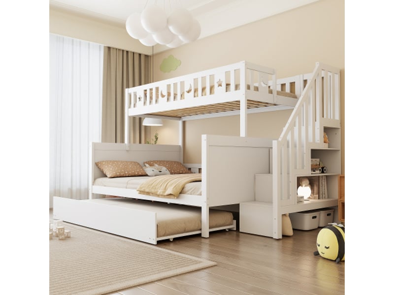  Lit superposé 140x200(90x200) cm coloris blanc bois massif lit enfant blanc - Conforama E