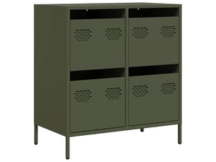 Buffet - bahut - meuble de rangement vert olive 68x39x73,5 cm acier laminé à froid