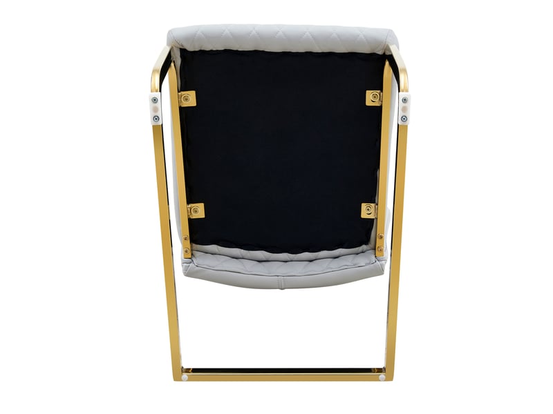  Lot de 2 chaises de salle à manger 43x63x100 cm, chaise cuisine, dossier haut motif losange, doré+gris clair, pu+métal  - Conforama E