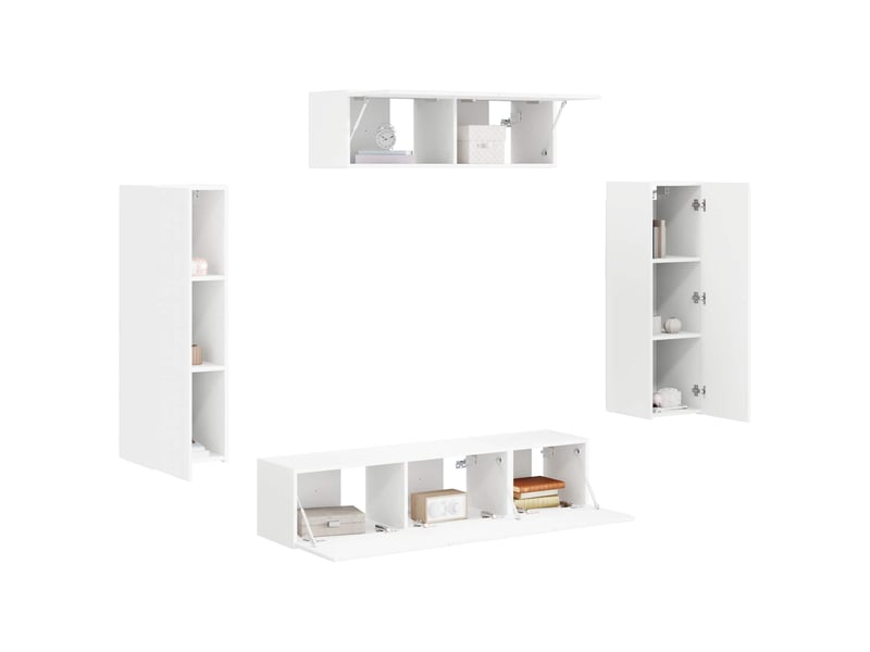  Meuble tv - banc tv - meuble de rangement 5 pcs blanc  - Conforama C