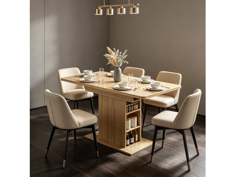  Table à manger extensible 110-130 cm pour 4 à 6 personnes, mdf effet bois naturel  - Conforama D