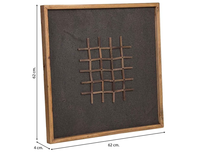  Tableau en bois recyclé fait main relief noir et brun 62x4x62 cm h  - Conforama C