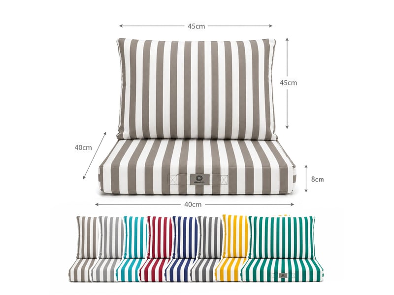 Coussins chaise jardin assise + dossier 40x40cm rayure beige - Conforama E