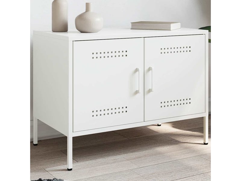  Meuble tv - banc tv - meuble de rangement blanc 68x39x50,5 cm acier  - Conforama B