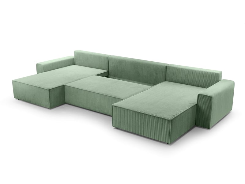  Canapé d’angle en velours côtelé blanc cedria – 287 cm Cedria U - Conforama D