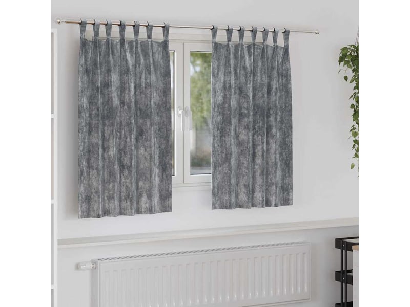  Lot de 2 rideaux en velours, rideaux de fenêtre gris 140 x 140 cm velours cf44199  - Conforama B