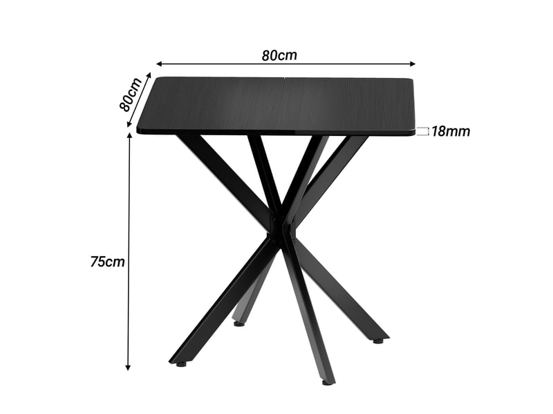  Table d’appoint, 80x80x75 cm, industrielle carrée table, pratique, plateau aggloméré, piètement acier, coloris noir  - Conforama C