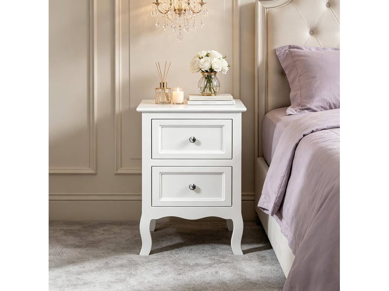  Table de chevet modenvie blanche 40 x 30 x 60 cm 2 tiroirs mdf laqué  - Conforama D