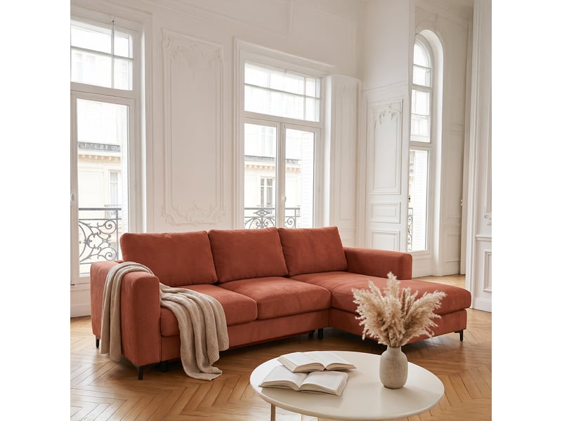  Canapé d'angle droit convertible - 4 places - velours côtelé - fiesole - brique 3CA52.CA.4AC.D.21 - Conforama B