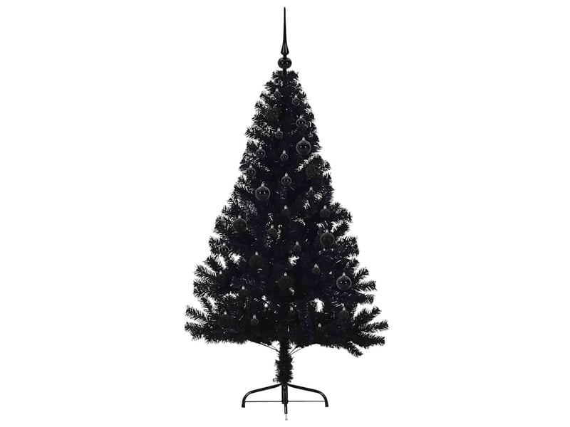  Sapin de noël artificiel, arbre de noël pré-éclairé noir 150 cm pvc shl990  - Conforama D