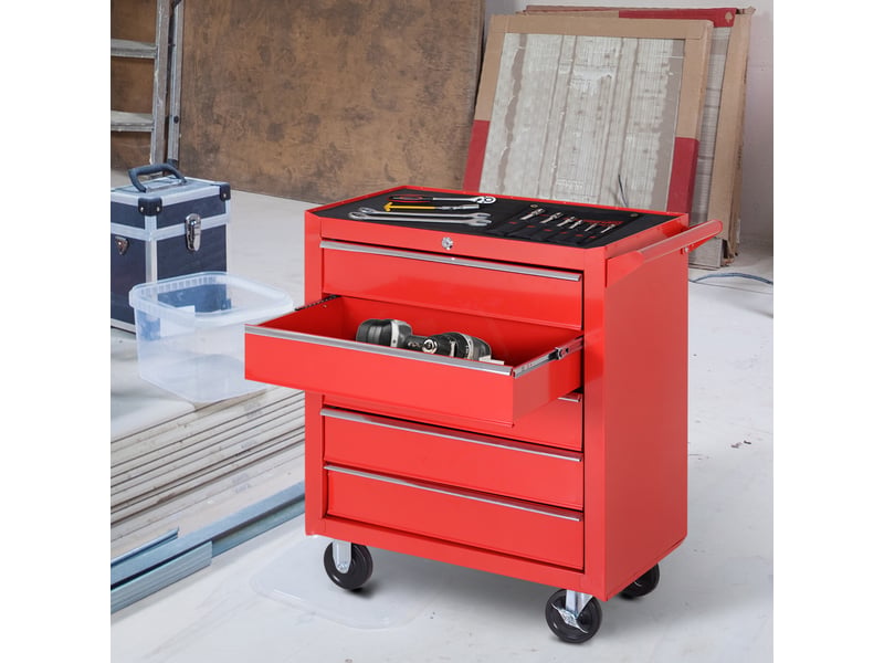  Servante d'atelier 5 tiroirs en acier rouge 69x33x75 cm  - Conforama B