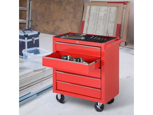 Servante d'atelier 5 tiroirs en acier rouge 69x33x75 cm