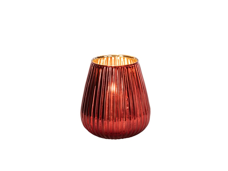  Photophore strié en verre ilona 26cm rouge  - Conforama B