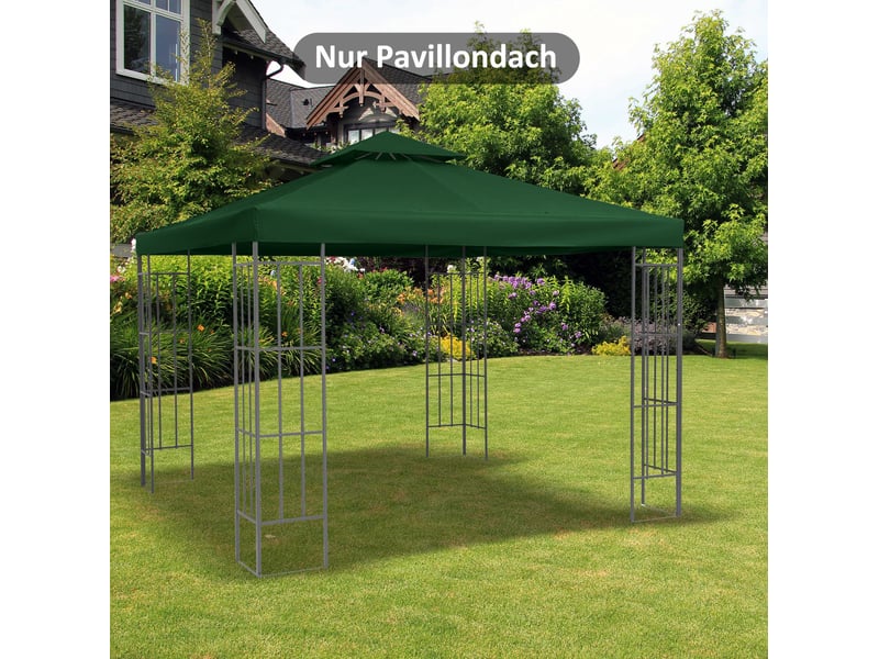 Toit de remplacement double 300x300 cm – vert – polyester déperlant avec 8 attaches autoagrippantes  - Conforama B