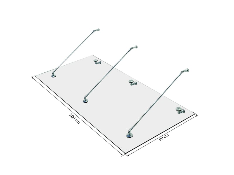  Auvent en verre, marquise de porte, verre trempé (esg), acier inoxydable, verre clair, 200 x 90 cm  - Conforama E