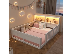 Lit avec rangement 140x200 cm <strong>OKMYHOME</strong> <strong></strong> coloris blanc