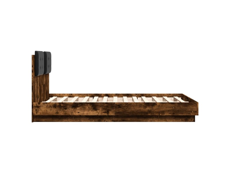  Lit double- lit adulte -  cadre de lit sans matelas chêne fumé 120x190 cm  - Conforama D