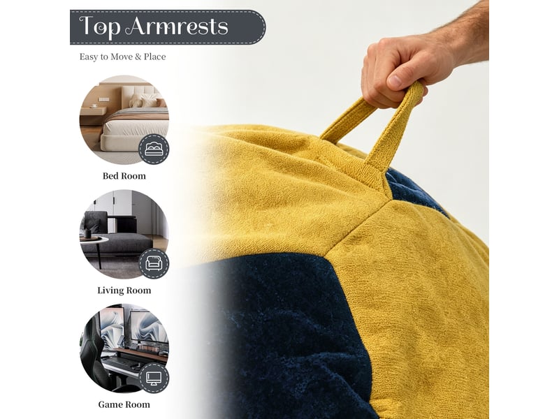  Fauteuil poire ballon de football bleu et jaune 130 x 90 cm, en tissu doux pour vos moments de détente  - Conforama D
