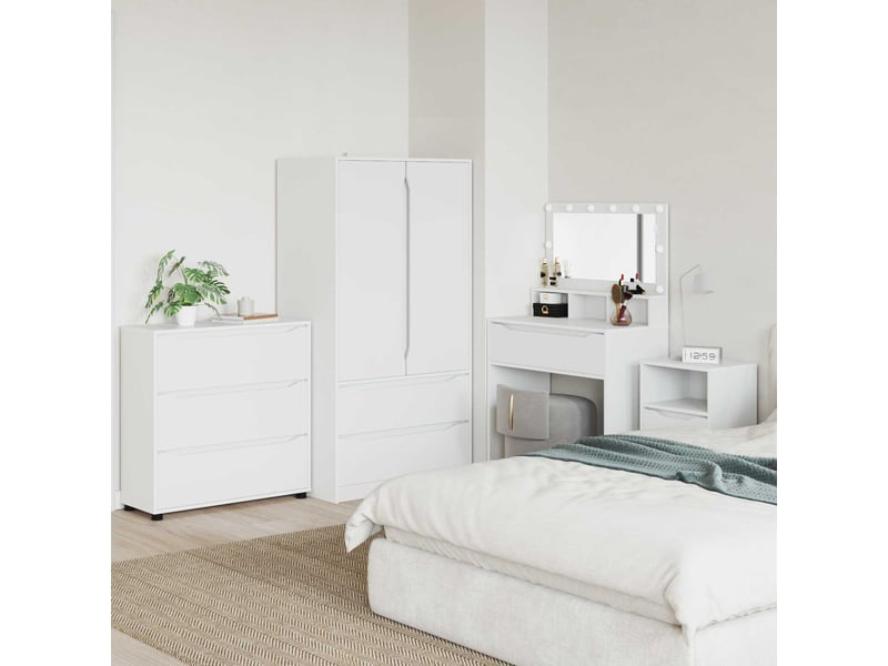  Armoire de rangement, commode de rangement 80 x 31 x 81 cm bois d'ingénierie blanc  - Conforama B